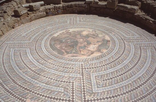 Kato Pafos archelogical site round mosaic