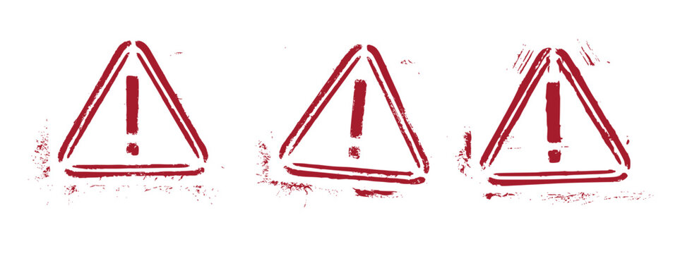 Warning Sign Triangle Grunge Stencil Paint Vector