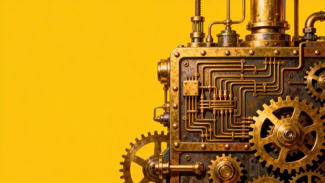 Steampunk style mechanical engine