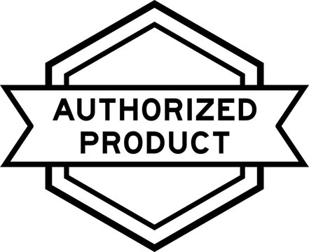 Vintage black color round label banner with word authorized product on white background