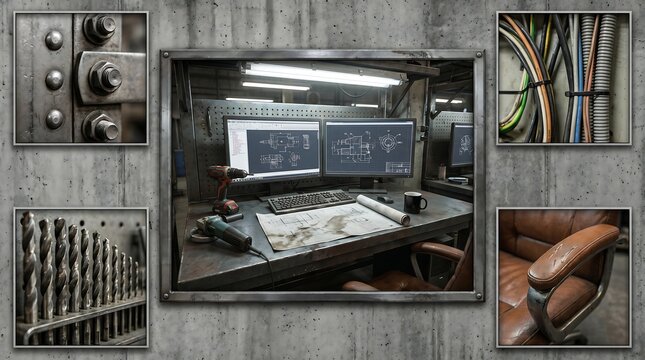 Industrial Control Room with Multiple Monitoring Equipment Panels.