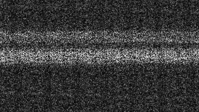 Analog tv static noise overlay with horizontal glitch interference for retro broadcast and vintage signal effects
