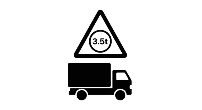 Black Truck with 3.5 Ton Weight Limit Road Sign