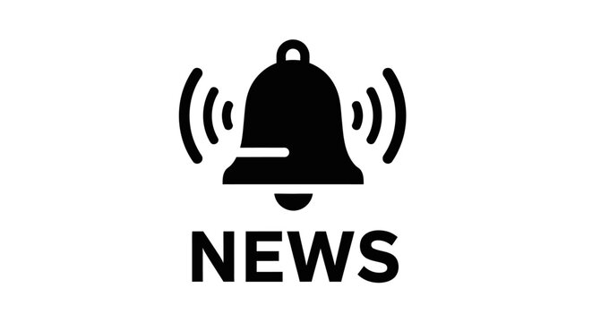Bell icon representing news alerts serves as a clean graphic element for digital communication interfaces.