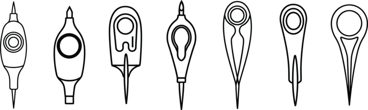 Calligraphy nibs collection line art illustration for design projects