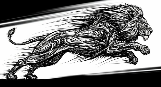 Running lion illustration