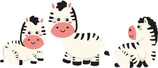 Naklejka premium Cute Zebra Character Cartoon Illustration