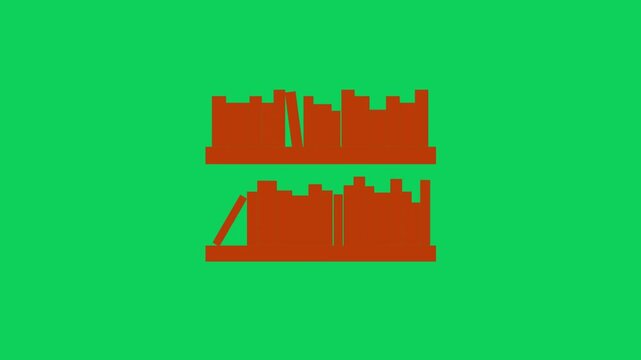 Animated Orange Book Boxes Reveal Library Shelf on Green Screen Background