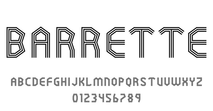 Set of alphabets font letters and numbers modern abstract design with lines vector illustration