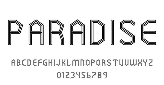 Set of alphabets font letters and numbers modern abstract design with lines vector illustration
