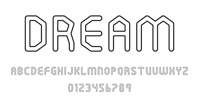 Set of alphabets font letters and numbers modern abstract outline design vector illustration