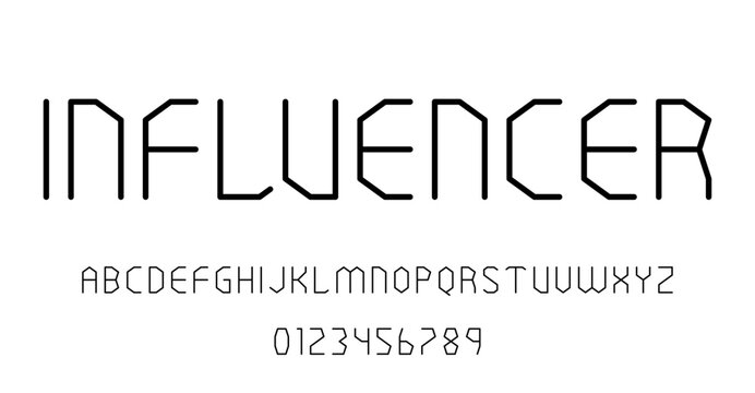 Set of alphabets font letters and numbers modern abstract light weight thin design vector illustration