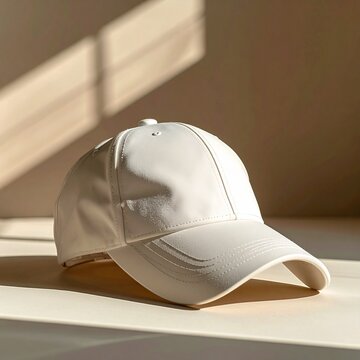 Mockup de gorra con visera sobre fondo neutro, iluminaci&oacute;n suave, estilo minimalista, espacio en blanco para dise&ntilde;o personalizado	