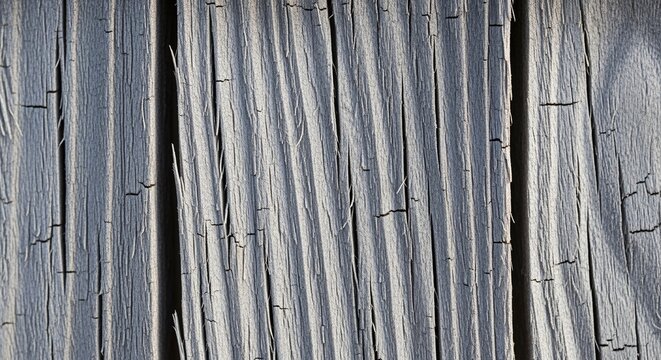 Weathered wooden planks with textured cracks and shadows, conveying a sense of age and durability.
