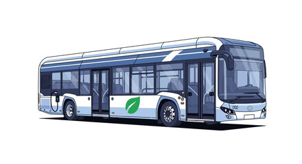 Modern electric bus with leaf logo, symbolizing eco friendly public transportation © jaka-Stock