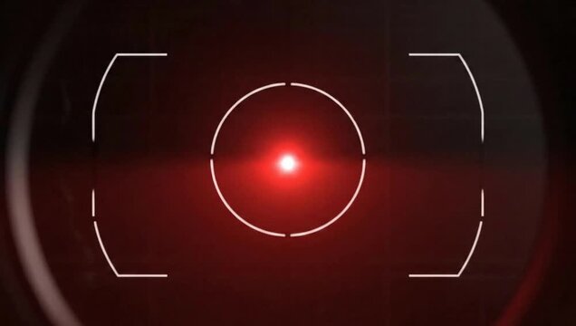 Futuristic HUD Interface with Red Laser Sight Animation.