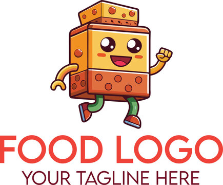 Minimal Lego Inspired Mascot Cartoon Food Logo Design