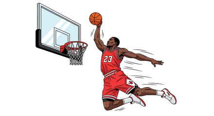 Basketball player in action dunking the ball, illustrated © jaka-Stock