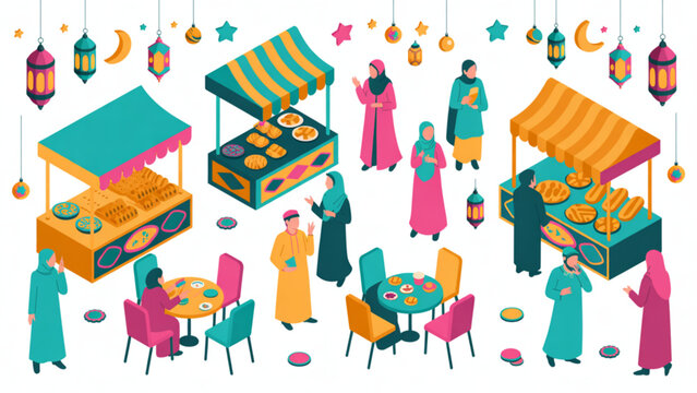 Colorful group of diverse people studying and working with books and digital devices Vector