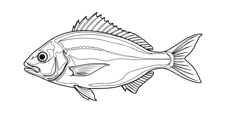 drawing of freshwater Vimba bream isolated on white.