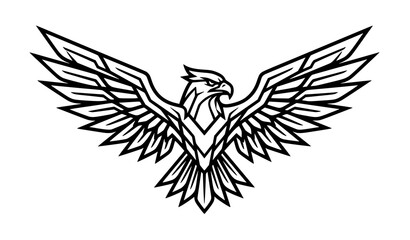 Fototapeta premium Minimalist Eagle Bird Logo Vector Icon with Geometric Wings for Corporate Branding