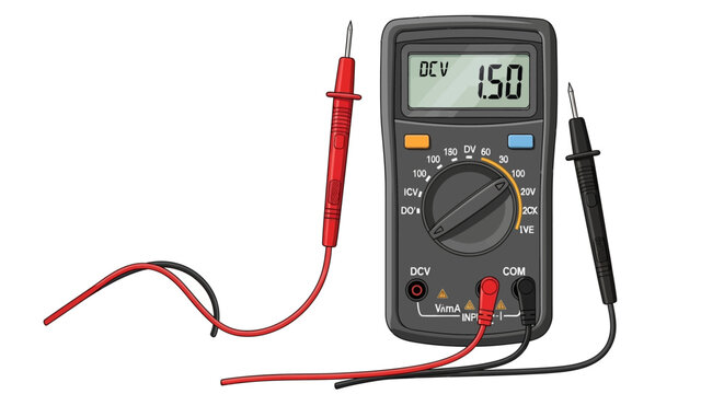Digital Multimeter Measuring Voltage Illustration