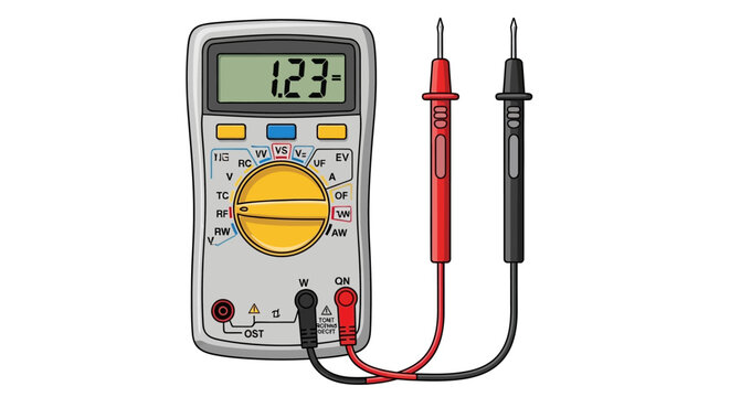 Digital Multimeter with Probes for Electrical Testing and Measurement
