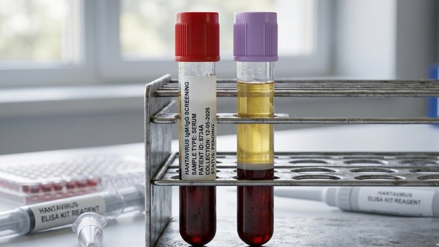blood sample tubes in rack hantavirus igm igg screening
