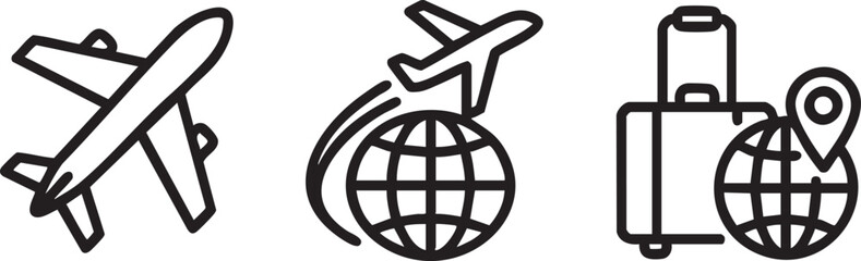 Fototapeta premium Air Travel Icons for Tourism and Transportation