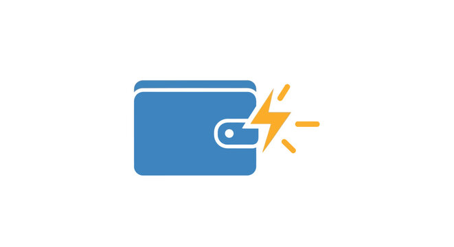 Digital Wallet Icon with Lightning Bolt - Fast Payment and E-commerce Concept