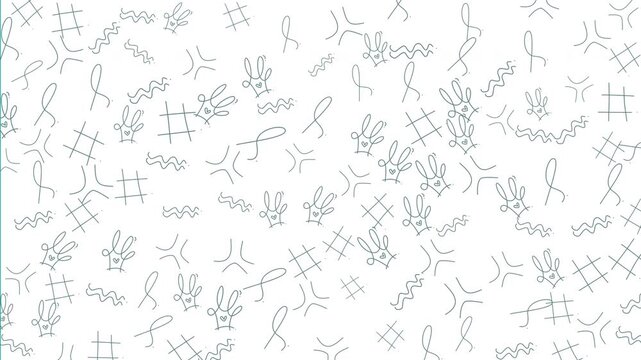 Chaotic doodle pattern suitable for stationery design, backgrounds, textiles, and packaging. Vibrant and playful elements for creative projects.