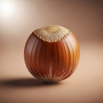 A single perfect brown filbert nut isolated against a clean background, emphasizing healthy texture, natural goodness, and raw organic flavor, delicious, closeup, studio shot