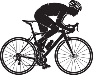Fototapeta premium Cycling silhouette, road bike rider, black vector icon, athletic cyclist