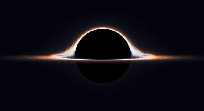 Supermassive black hole with glowing accretion disk in deep space
