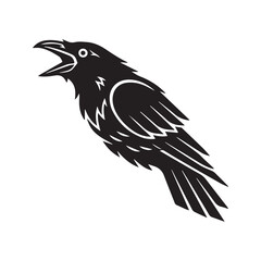 Obraz premium Tribal Raven Crow Silhouette Vector Illustration, Black and White Bird Tattoo Design 