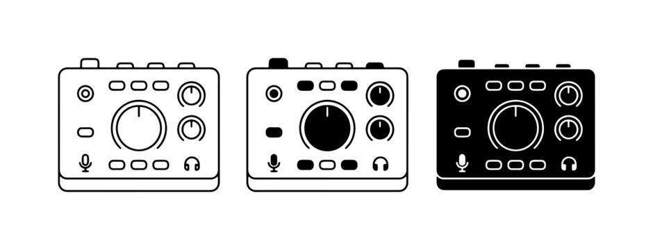 Audio Interface Icons, Music Production Gear Vector Set, Sound Recording Equipment