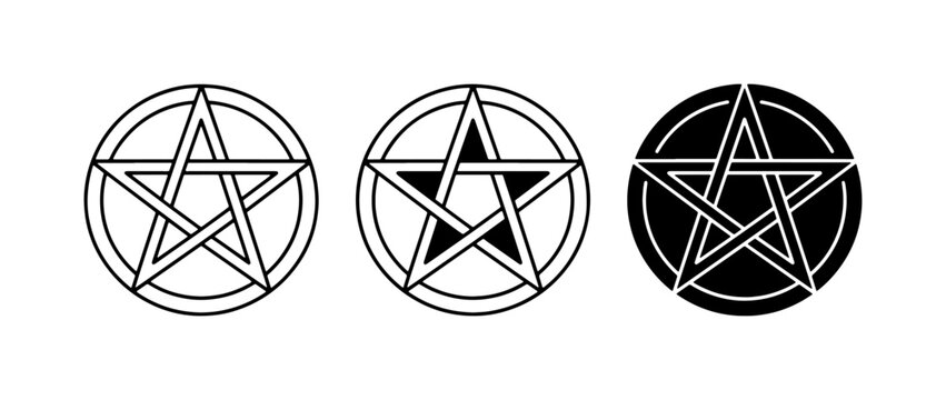 Pentagram Symbols, Occult Star Icons, Mystical Circle Graphics, Esoteric Design Elements