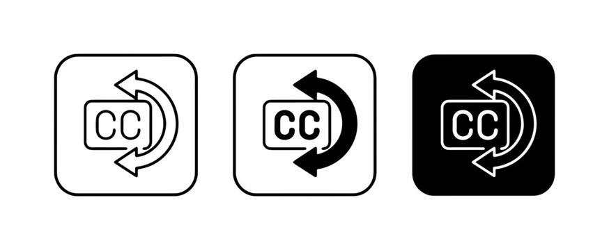 Closed Captions Icons, CC Symbols, Subtitle Options, Accessibility Graphics, Vector Set