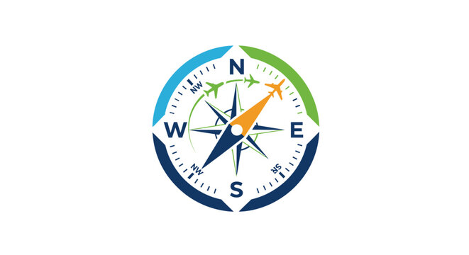 Colorful Compass Navigation Tool Device.