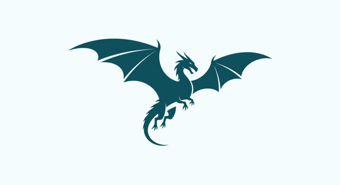 Dark green dragon flying creature.