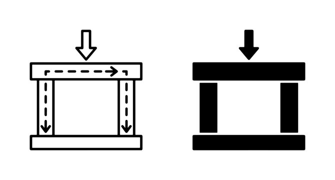 Engineering Stress Diagram, Force Compression Vector Icons, Structural Load Analysis Symbols