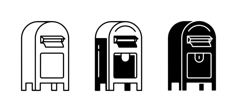 Mailbox Icons, Postal Box Vector Set, Communication Delivery Symbols