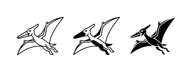 Pterodactyl Vector Icons, Dinosaur Flying Silhouette, Prehistoric Creature Graphics © Sumon
