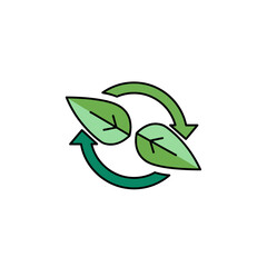 Fototapeta premium Green leaves in recycling symbol.