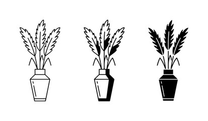 Pampas Grass Icons, Minimalist Vector Set, Boho Decor Elements, Natural Plant Art © Sumon