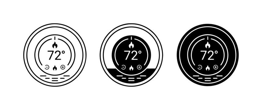 Thermostat Icons, Temperature Control, Smart Home Climate, HVAC System, Digital Display