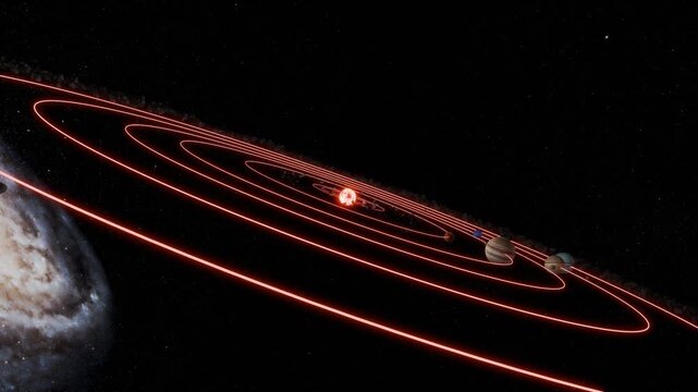 3D illustration of our solar system.	