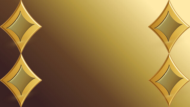 Golden diamond shapes on a gradient brown background for design and decoration