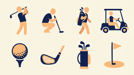 Set of Modern Flat Design Golf Icons and Symbols on Light Background © RAIXEL