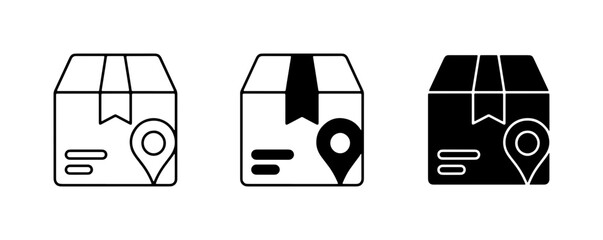 Delivery Box Icons, Package Tracking Location Pin, Shipping Logistics Symbols © Kamrul